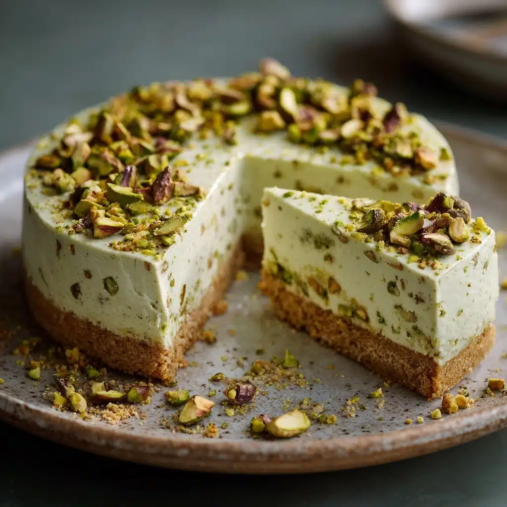 Pistachio Cheesecake with Almond Crust Recipe - Recipe Image