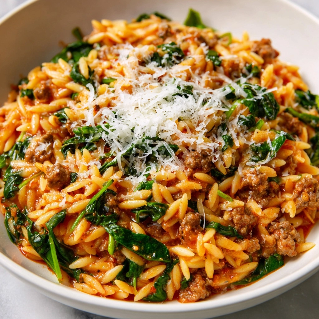 Ground Beef Orzo with Tomato Cream Sauce Recipe - Recipe Image