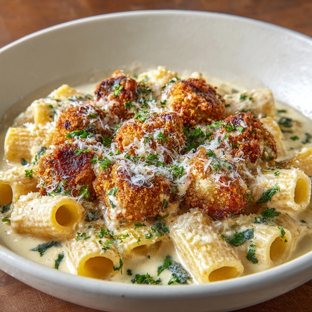 The Best Cheesy Garlic Butter Chicken Bites with Creamy Parmesan Pasta Recipe - Recipe Image