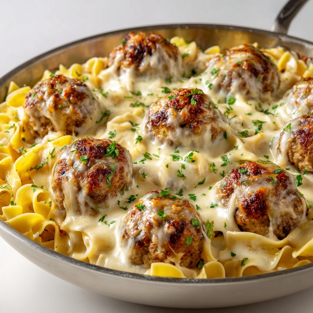 Creamy Chicken Alfredo Meatballs Recipe - Recipe Image