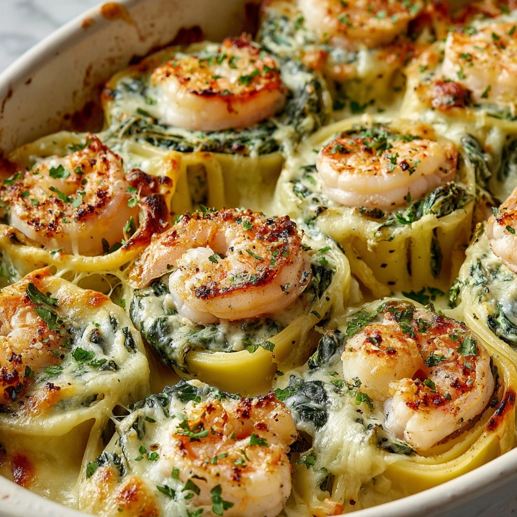 Shrimp and Spinach Stuffed Pasta Rolls Recipe - Recipe Image