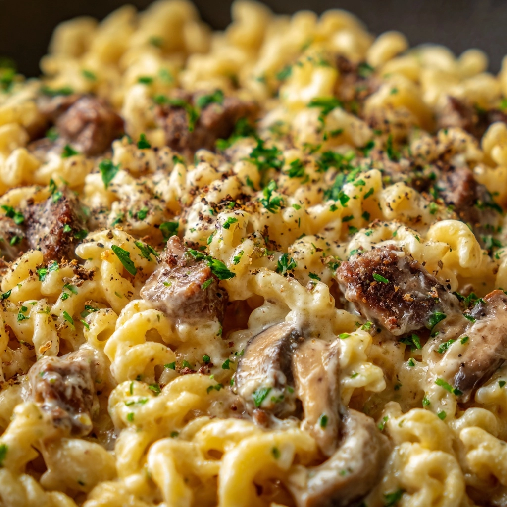Philly Cheesesteak Pasta Recipe - Recipe Image