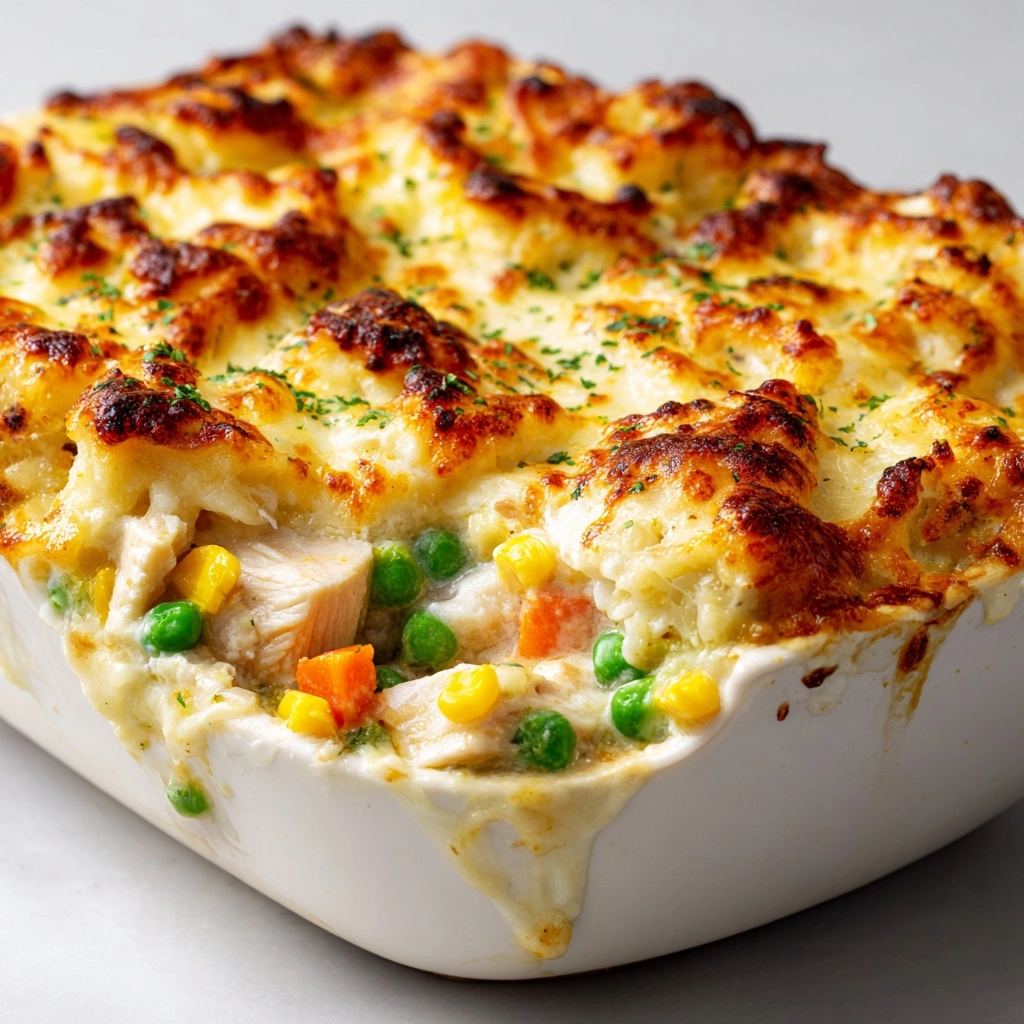 Easy Chicken Cobbler Dinner Casserole Recipe - Recipe Image