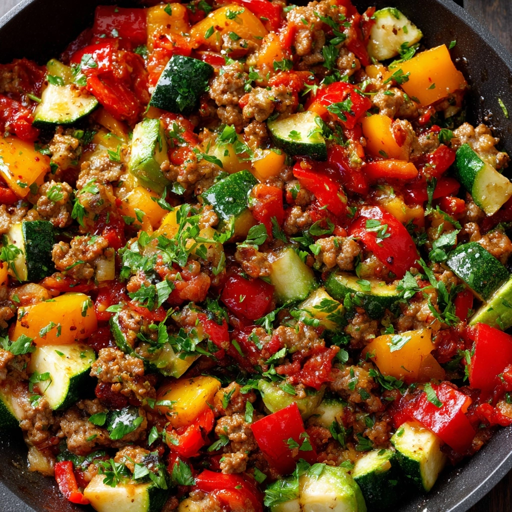 Mediterranean Ground Beef Stir Fry Recipe - Recipe Image