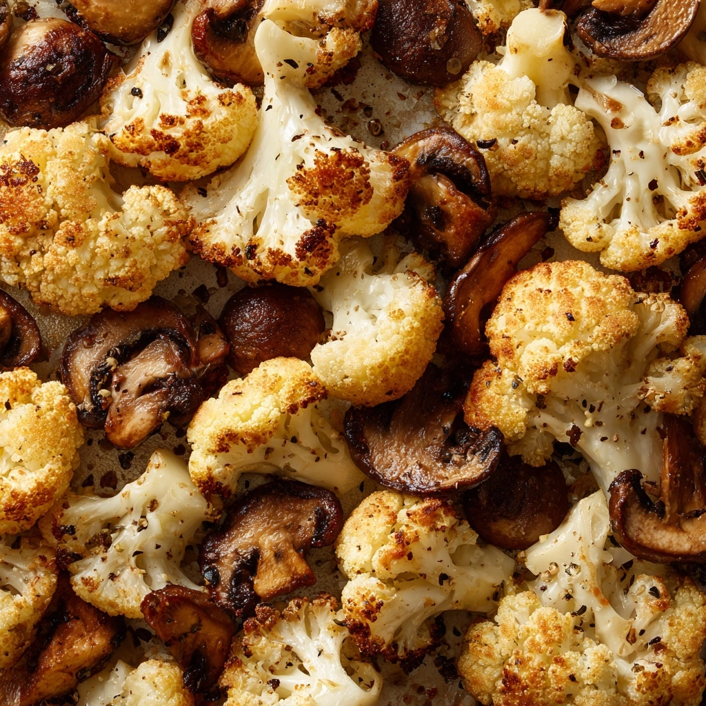 Garlicy Roasted Cauliflower & Mushrooms Recipe - Recipe Image