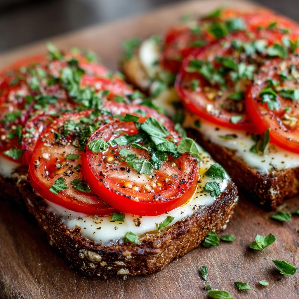 Garlic & Cheese Tomato Toast Recipe - Recipe Image