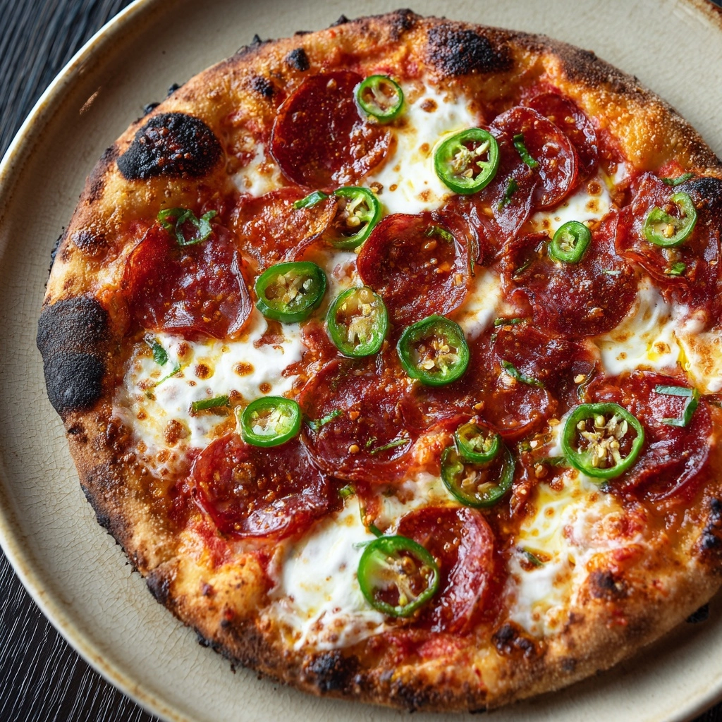 Pepperoni and Roasted Jalapeño Pesto Pan Pizza Recipe - Recipe Image
