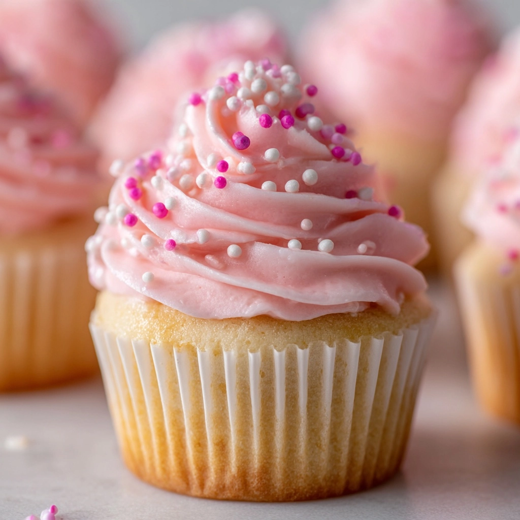 Pink Velvet Cupcakes with Vanilla Buttercream Frosting Recipe - Recipe Image