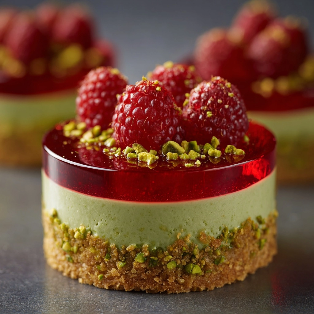 Raspberry Pistachio Mousse Cakes Recipe - Recipe Image