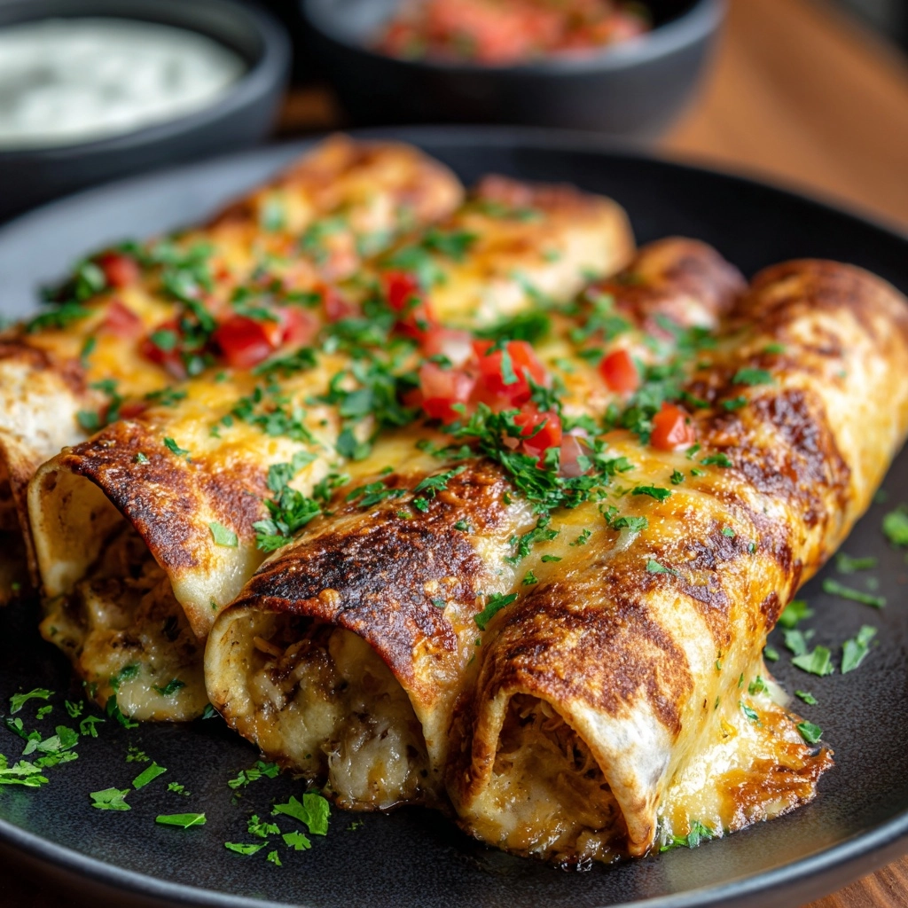 Baked Chicken Chimichangas Recipe - Recipe Image