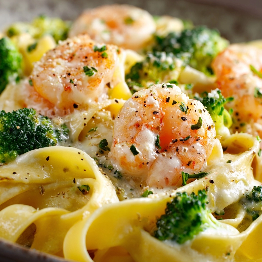 Broccoli Shrimp Alfredo Recipe - Recipe Image
