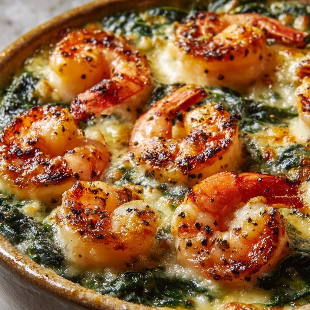 Shrimp and Spinach with Rich and Creamy Crab Cheese Recipe - Recipe Image