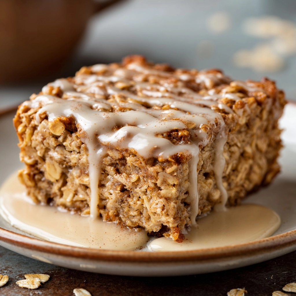 Healthy Sticky Cinnamon Roll Baked Oatmeal Recipe - Recipe Image