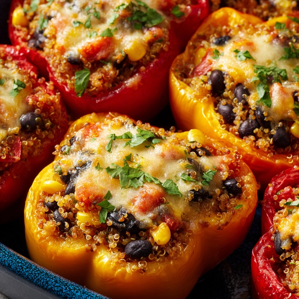 Spicy Vegetarian Quinoa Stuffed Bell Peppers Recipe - Recipe Image