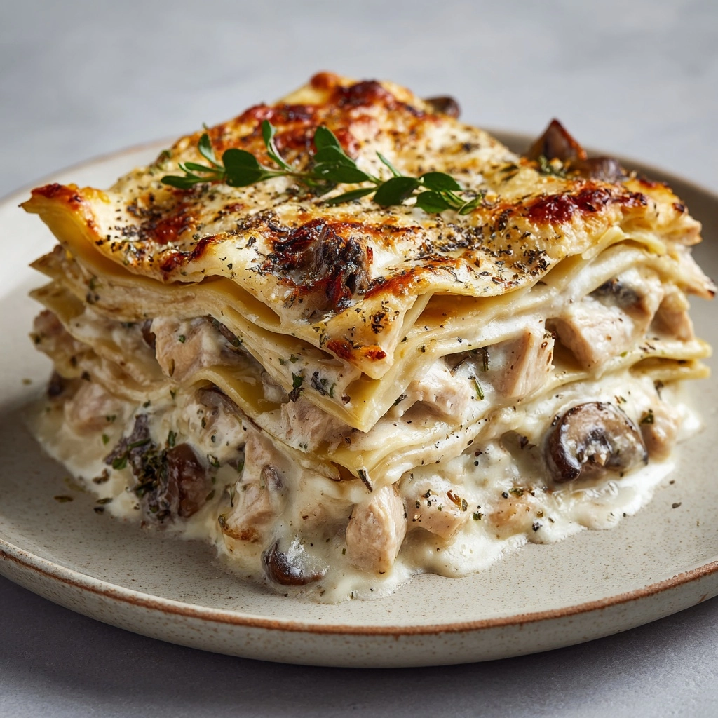 Creamy Chicken Mushroom Lasagna Recipe - Recipe Image