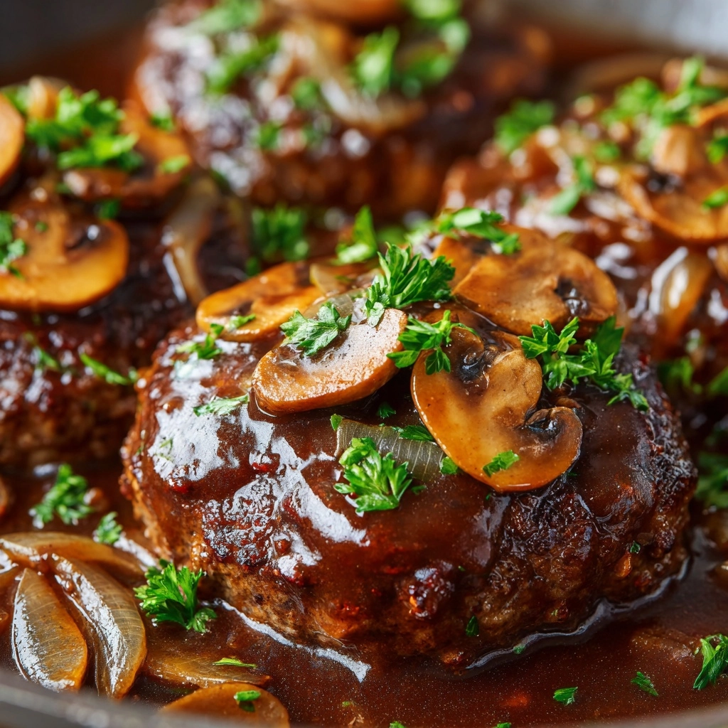 Bobby Flay’s Salisbury Steak Recipe with Mushroom Gravy Recipe - Recipe Image