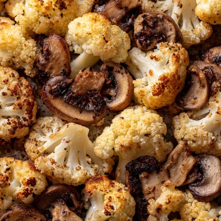 Garlicy Roasted Cauliflower & Mushrooms Recipe