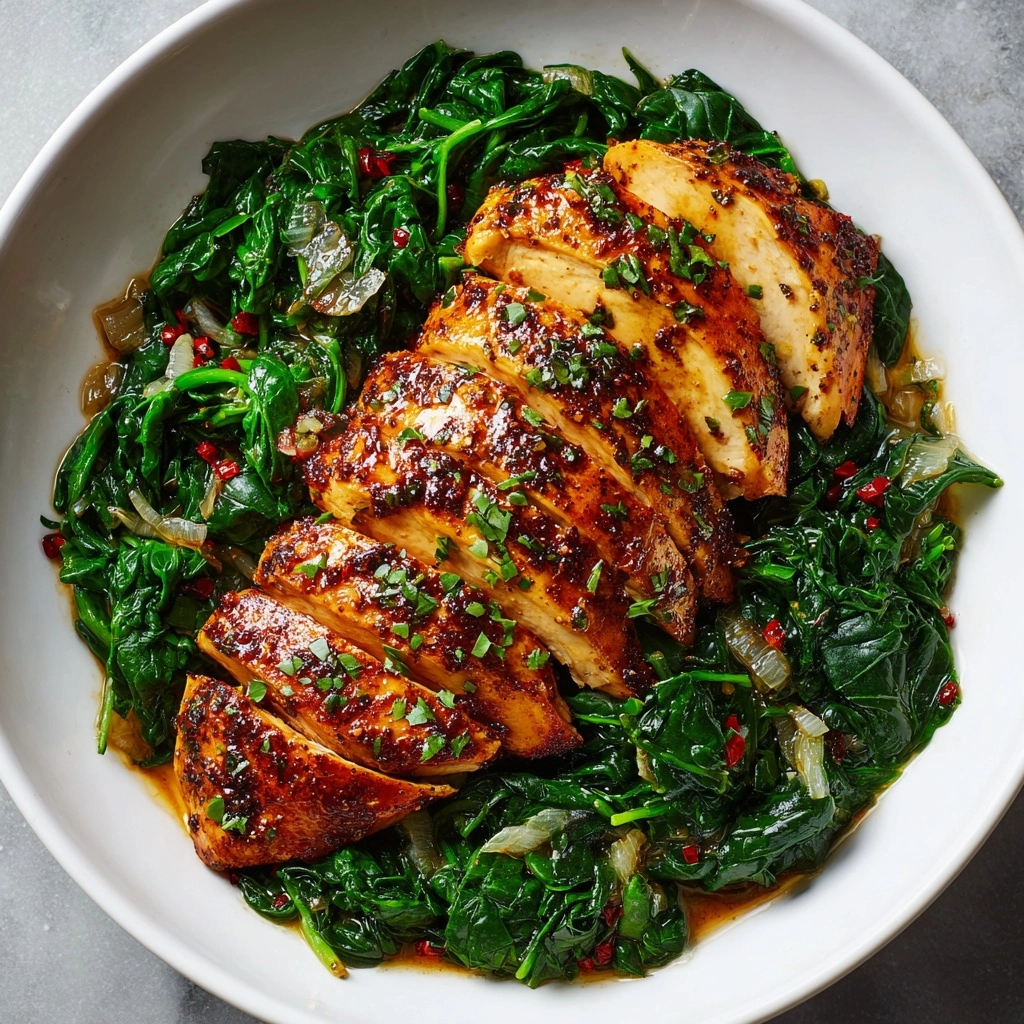 Asado Chicken Breast with Sautéed Garlic Spinach Recipe - Recipe Image