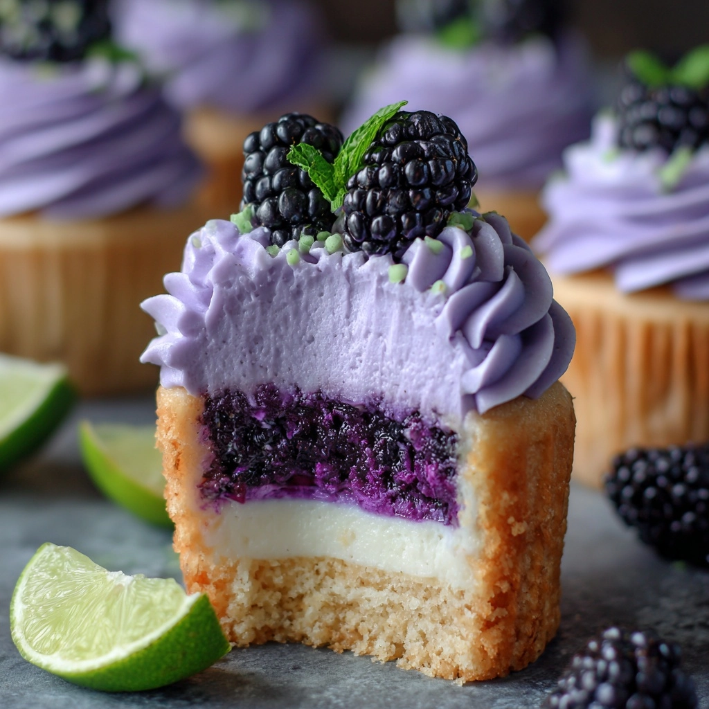 Decadent Blackberry Lime Cheesecake Cupcakes Recipe - Recipe Image