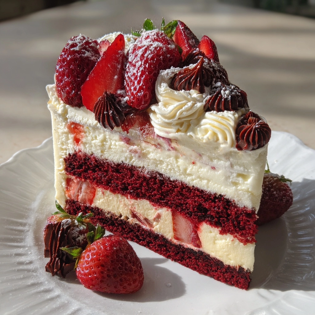 Red Velvet Strawberry Cheesecake Recipe - Recipe Image