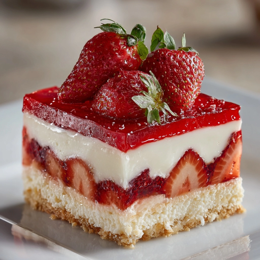 No-Bake Strawberry Jello Lasagna Recipe - Recipe Image