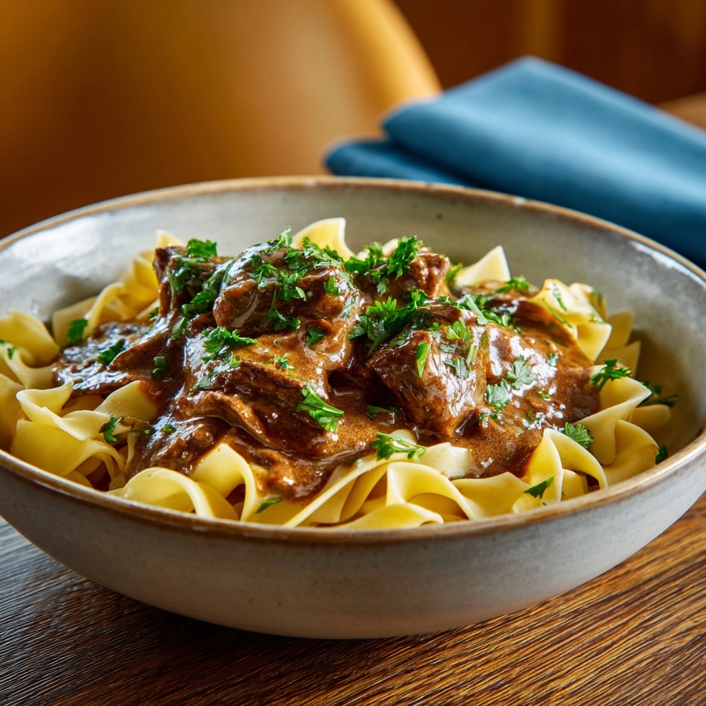 Easy Slow Cooker Beef Stroganoff Recipe - Recipe Image