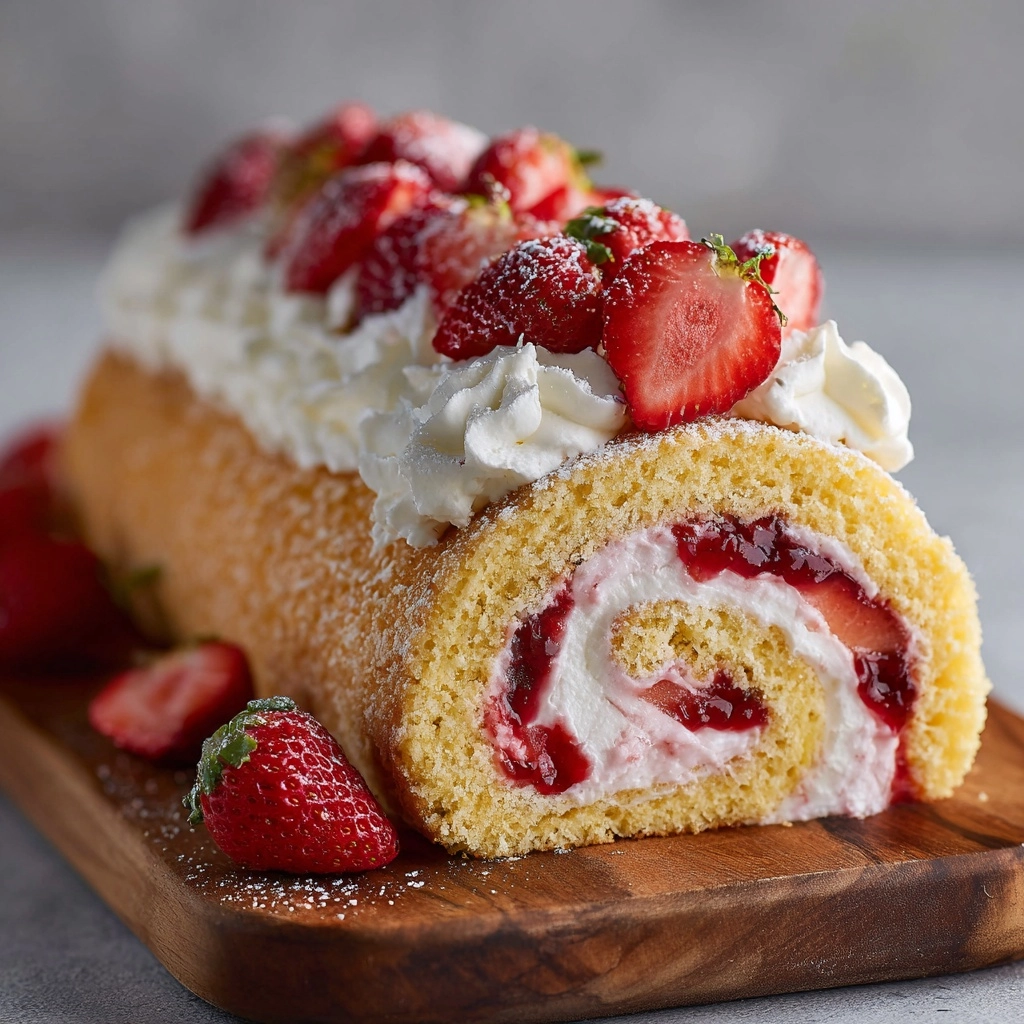 Strawberry Swiss Roll Cake Recipe - Recipe Image