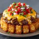Cheeseburger Stuffed Tater Tot Cones with Colossal Cheese Volcano Recipe