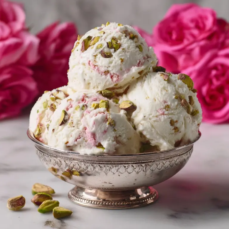 Rose Pistachio Cheesecake Ice Cream Recipe