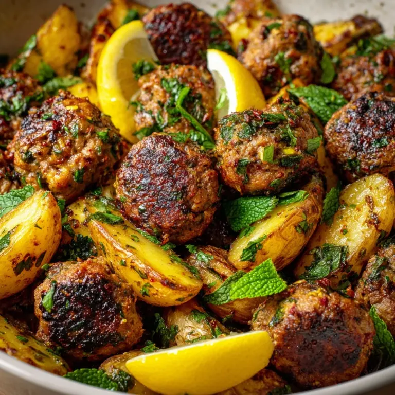 One-Pan Greek Meatballs and Potatoes Recipe