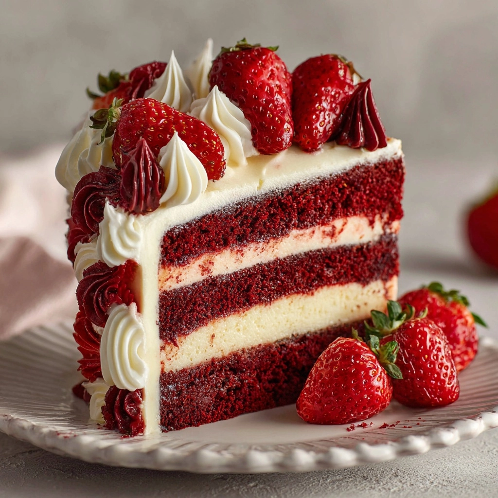 Red Velvet Strawberry Cheesecake Recipe - Recipe Image