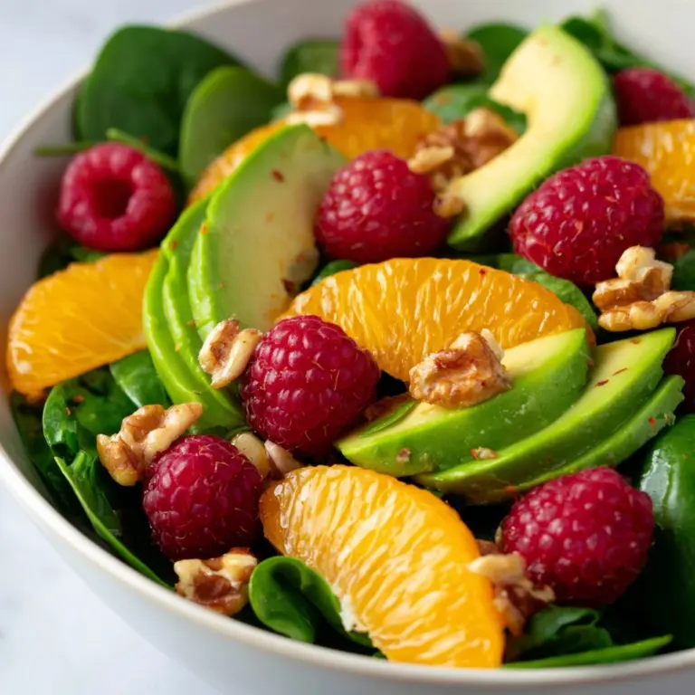 Raspberry-Spinach Salad with Avocado & Walnuts Recipe