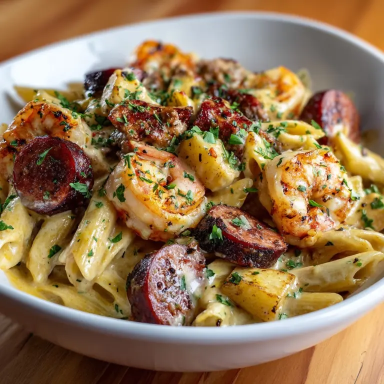 Creamy Cajun Pasta with Shrimp and Spicy Sausage Recipe