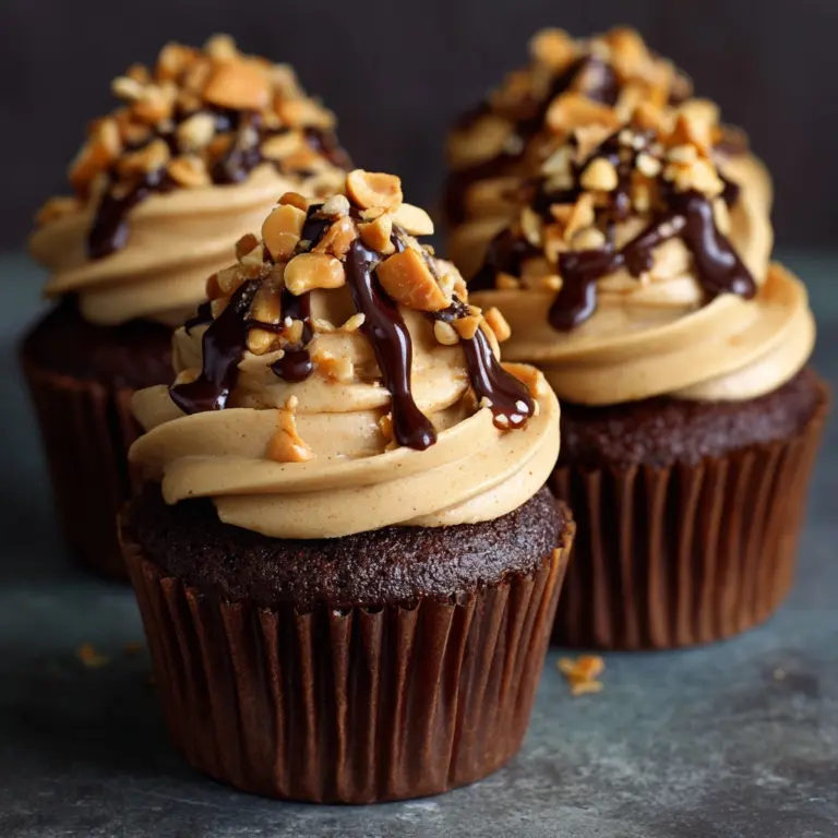 Gooey Chocolate Peanut Butter Cupcakes Recipe