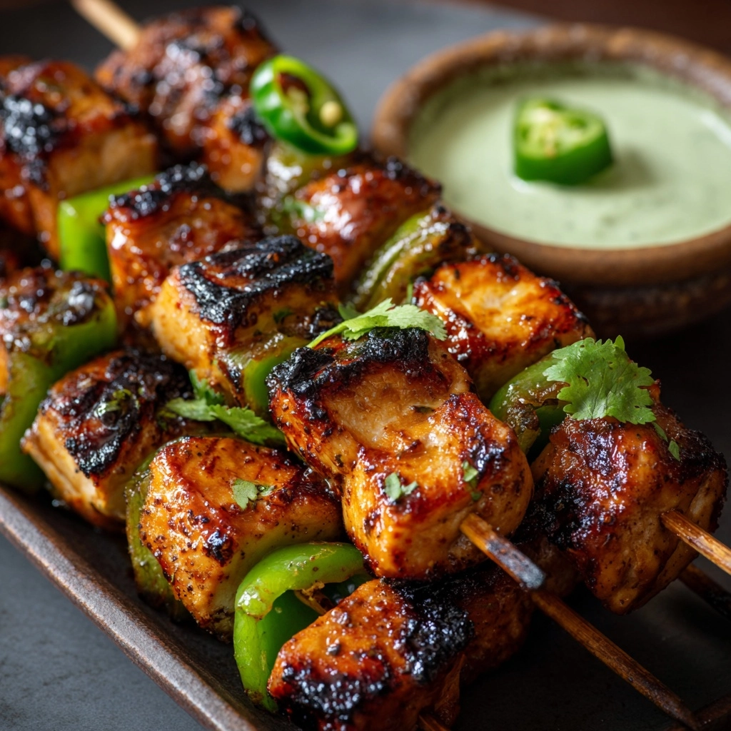 Spicy Honey Jalapeño Chicken Skewers with Cilantro Lime Dip Recipe