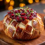 Garlic Herb Sourdough Bread Stuffed with Brie and Cranberry Sauce Recipe