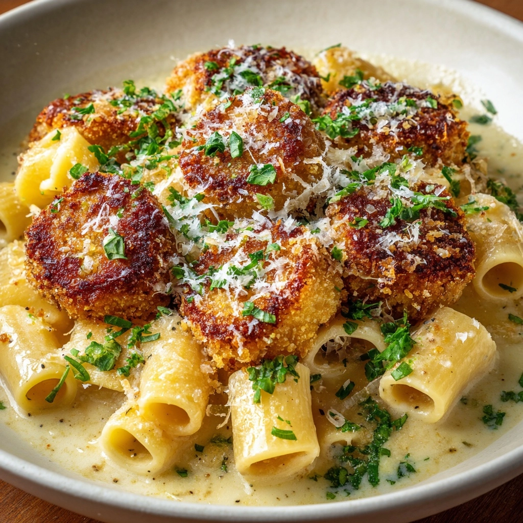 The Best Cheesy Garlic Butter Chicken Bites with Creamy Parmesan Pasta Recipe - Recipe Image