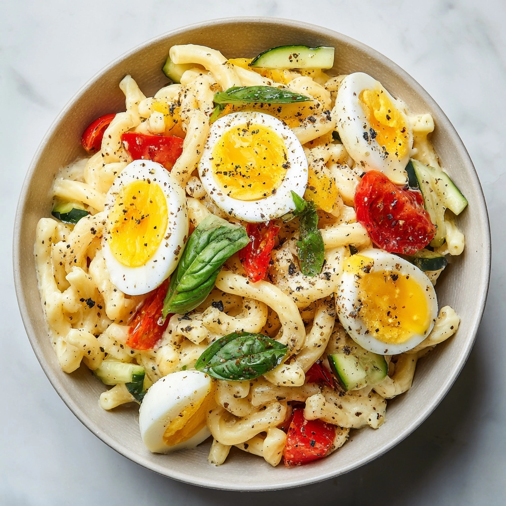 Creamy Pasta Salad with Hard-Boiled Eggs Recipe - Recipe Image
