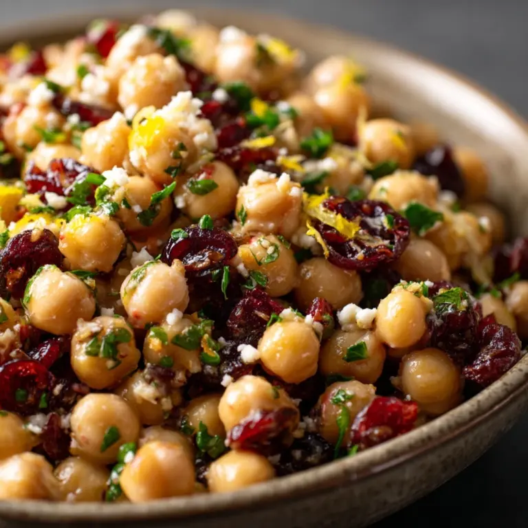 Feta & Cranberry Chickpeas with Lemon Vinaigrette Recipe