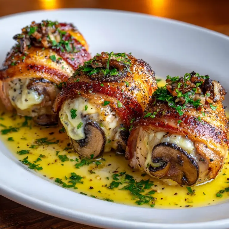 Cheesy Garlic Butter Mushroom Stuffed Chicken Recipe