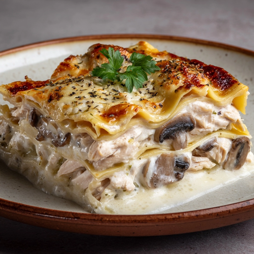 Creamy Chicken Mushroom Lasagna Recipe - Recipe Image