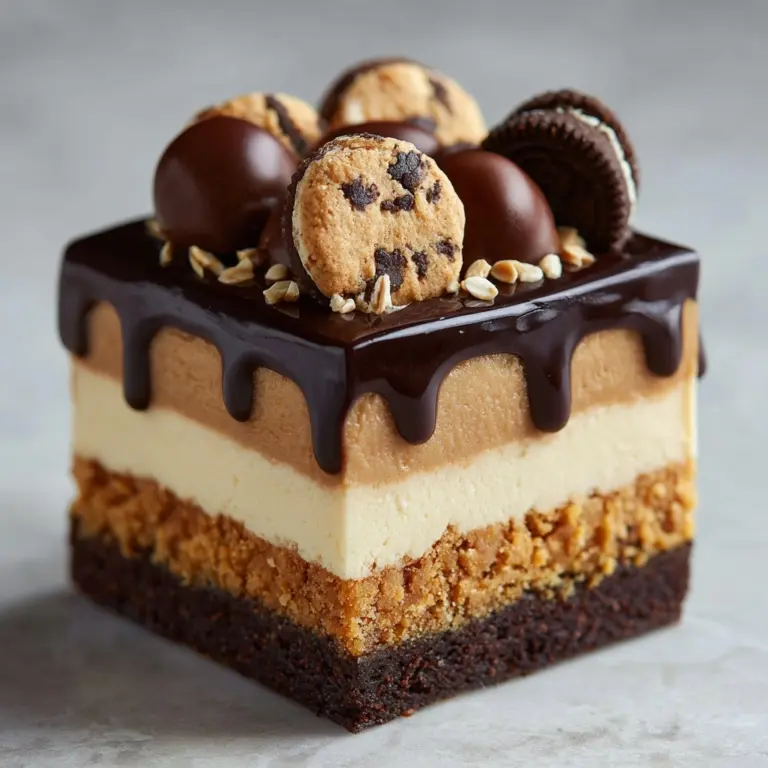 Brownie Layered Cookie Dough Cheesecake Recipe