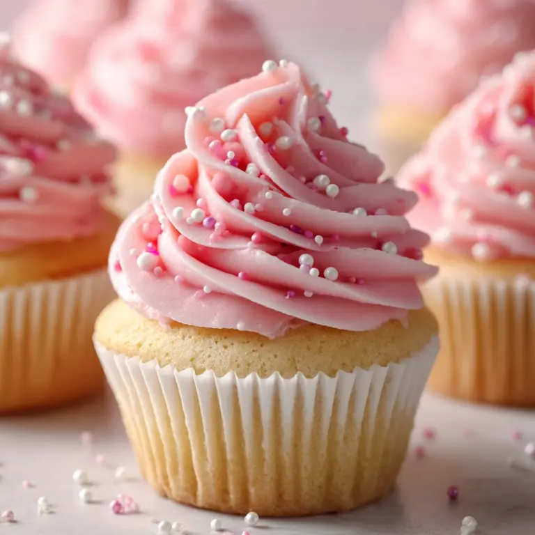 Pink Velvet Cupcakes with Vanilla Buttercream Frosting Recipe