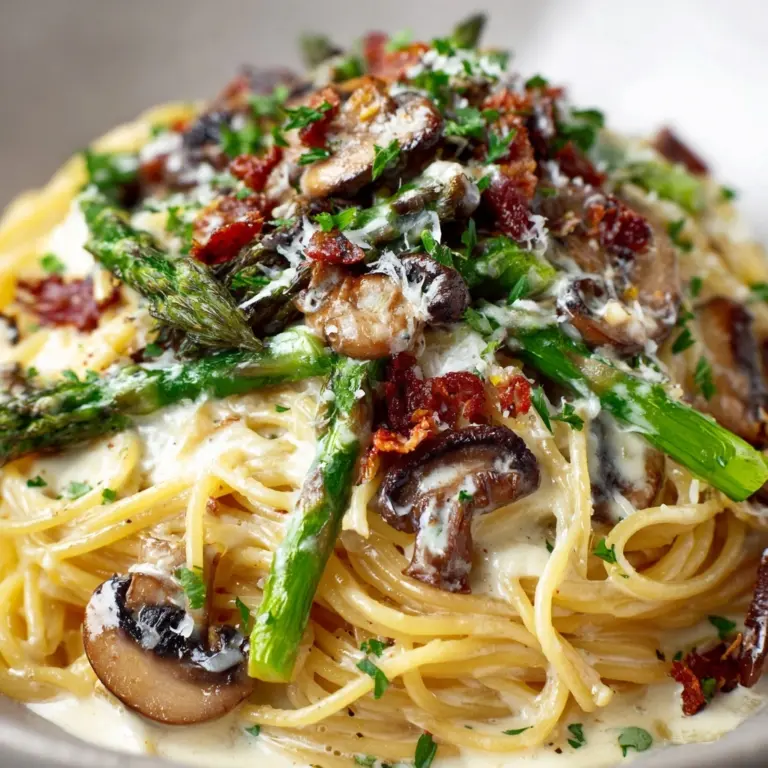 Roasted Asparagus and Mushroom Carbonara Recipe