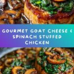 Goat Cheese & Spinach Stuffed Chicken Breast with Caramelized Onions + Mushrooms Recipe