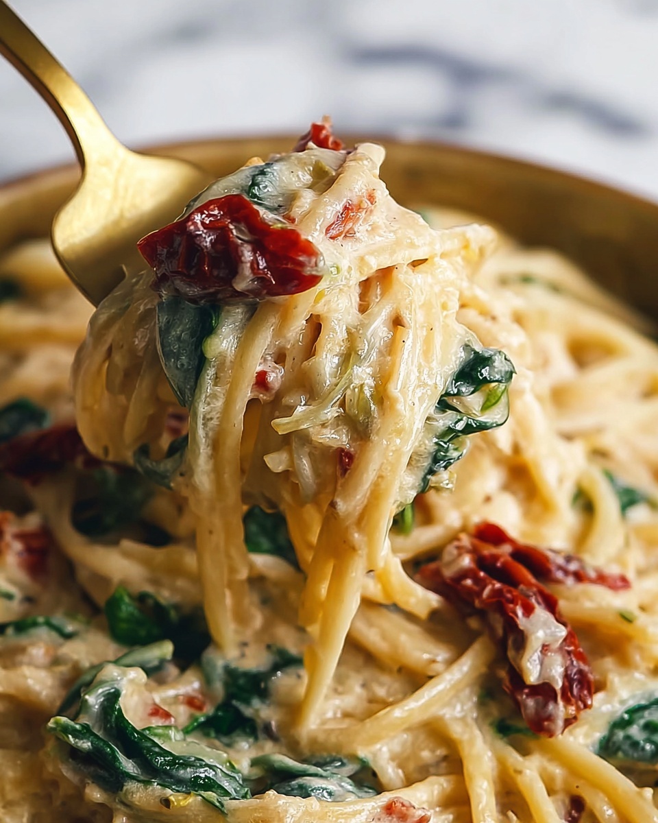 Tuscan Pasta with Sun-Dried Tomatoes, Spinach, and Cream Recipe - Recipe Image