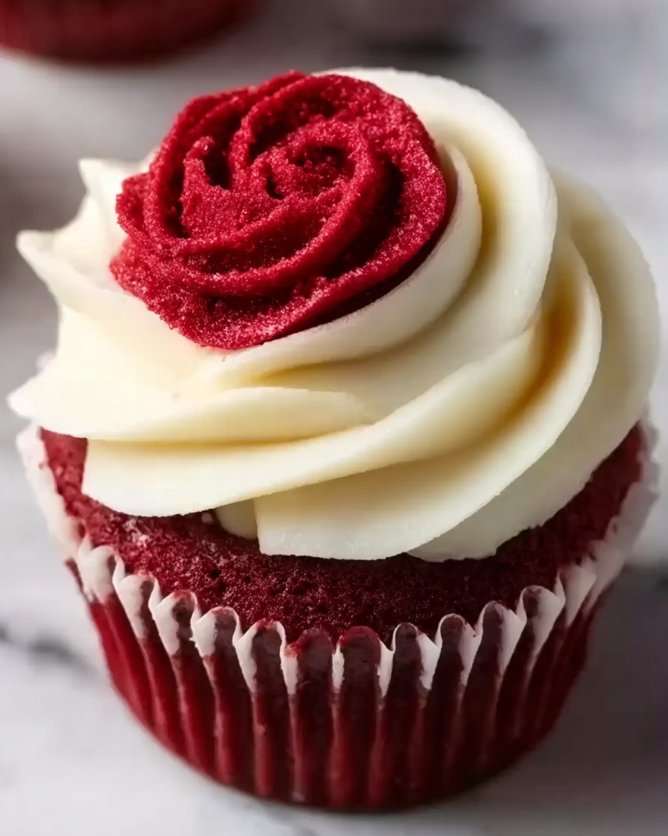 Rose Red Velvet Cupcakes with Cream Cheese Frosting Recipe - Recipe Image