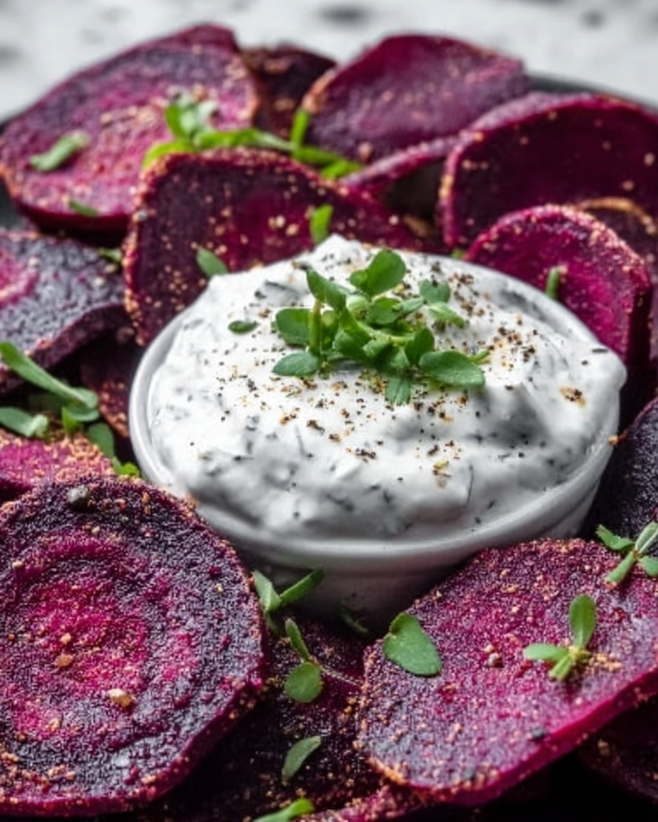 Roasted Beet Chips with Whipped Feta Dip Recipe - Recipe Image