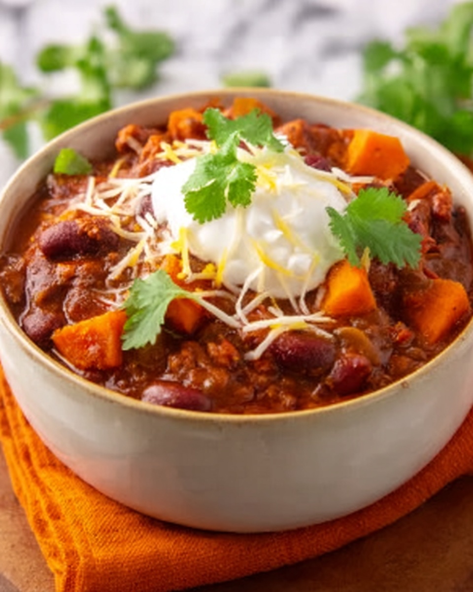 Three-Bean Sweet Potato Chili Recipe - Recipe Image