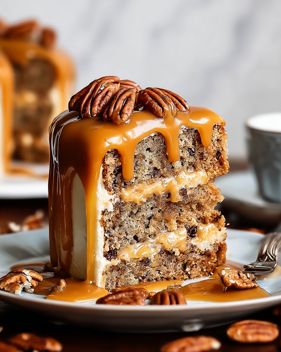 Banana Pecan Caramel Cake Recipe - Recipe Image